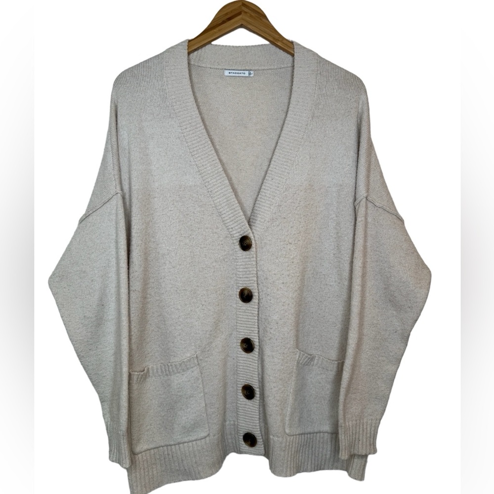 Staccato Oversized Cardigan Women’s Large Oatmeal Beige Grandpa Sweater